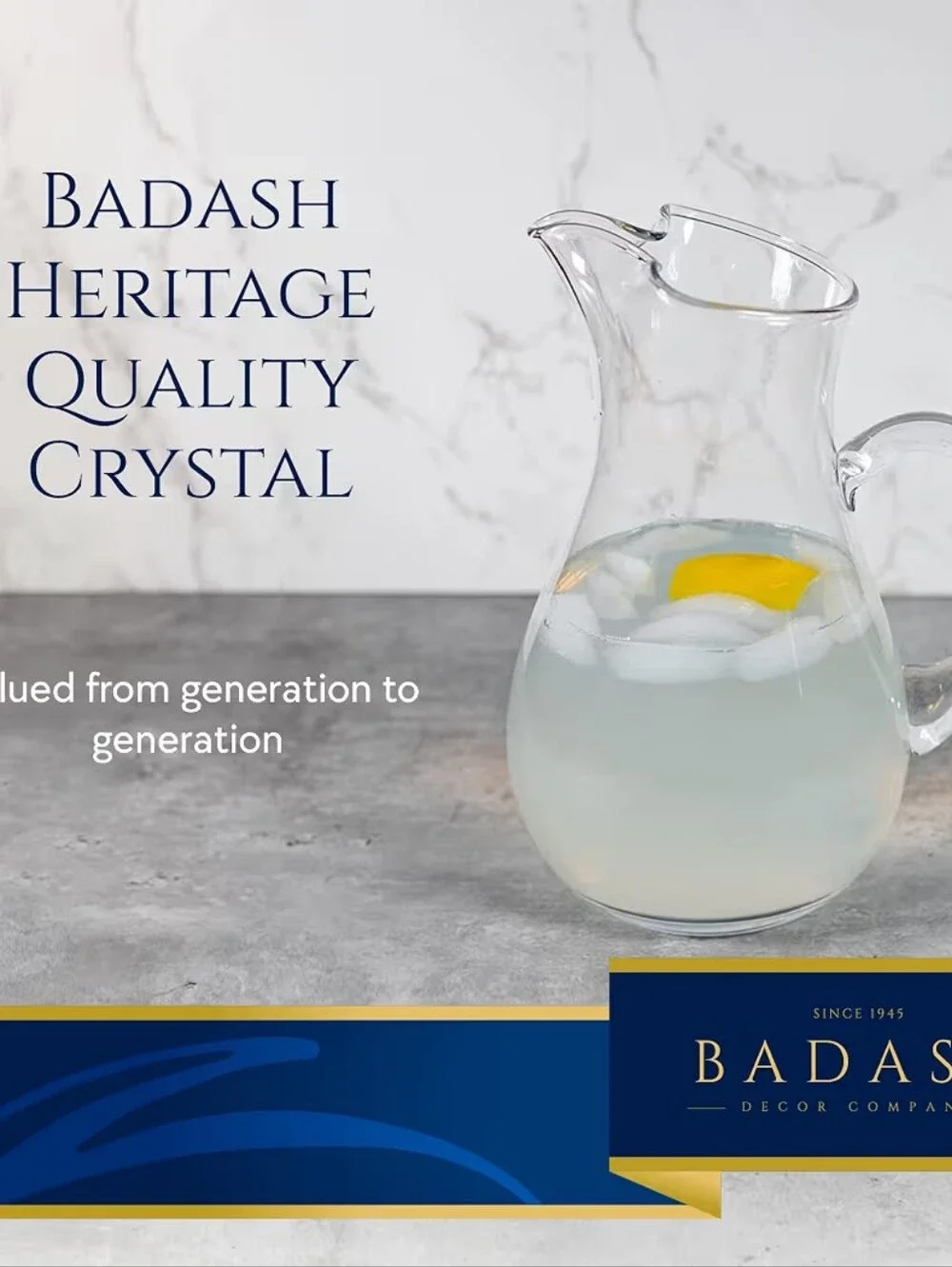 Badash Zeus Crystal Glass Water Beverage Pitcher, 36 oz